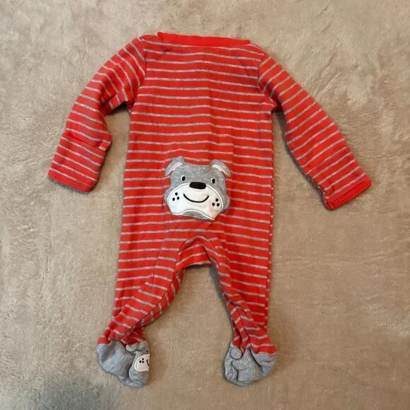 Carter's Garanimals Baby Boy Sleepers & Gown NB Lot 3 Safari Animals Dog Red Blu - Picture 6 of 10